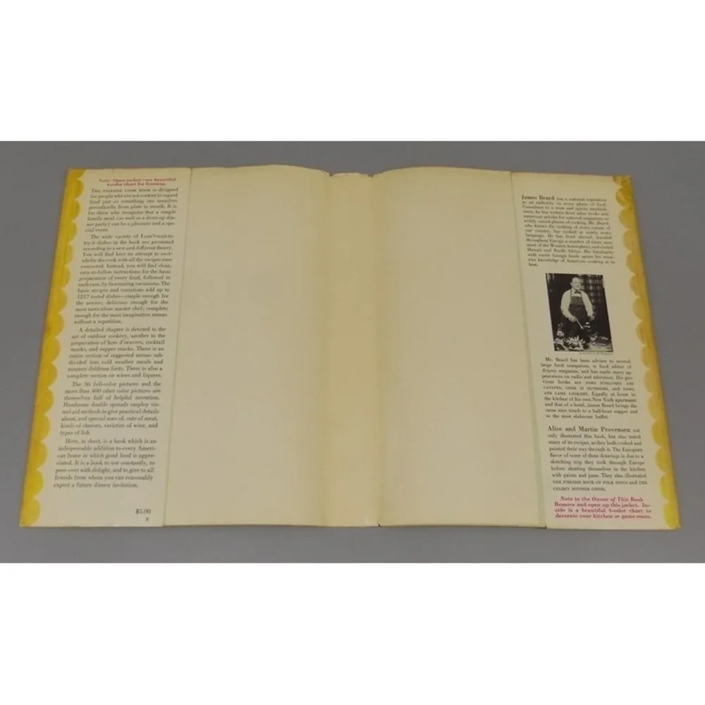 James Beard The Fireside Cook Book 1949 HC/DJ w/ Poster Clean 2nd Printing Vtg